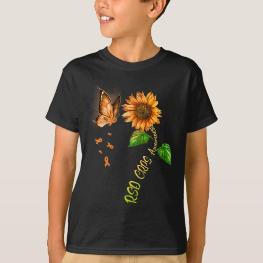 Butterfly Sonnenblume Rsd Crps Bewusstsein T-Shirt (Vorderseite)