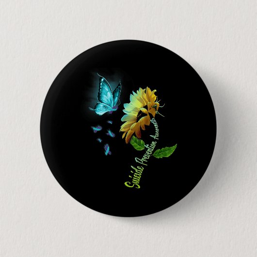 Butterfly Sonnenblume Suizidprävention Bewusstsein Button (Vorderseite)