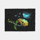 Butterfly Sonnenblume Suizidprävention Bewusstsein Fleecedecke (Vorderseite (Horizontal))