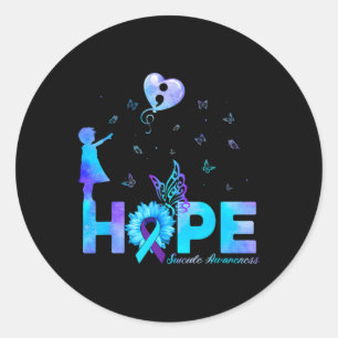 Butterfly Sonnenblume Suizidprävention Bewusstsein Runder Aufkleber