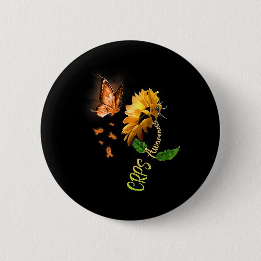 Butterfly Sonnenblumen Crps Bewusstsein Button (Vorderseite)