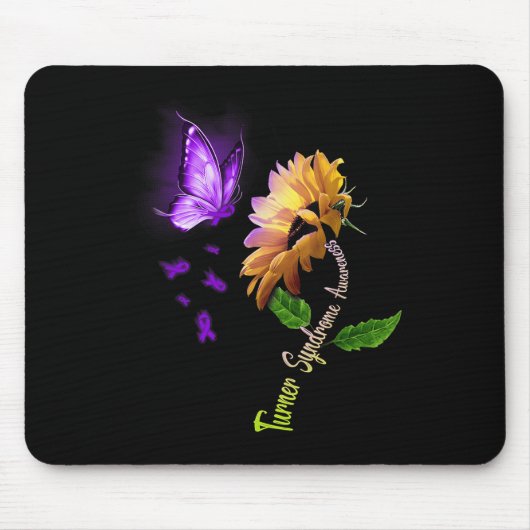 Butterfly Sonnenblumen-Turner-Syndrom Bewusstsein Mousepad (Vorne)