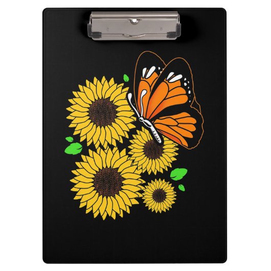 Butterfly Sonnenblumengarten Klemmbrett (Vorderseite)