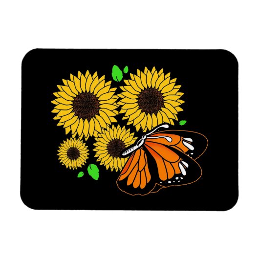 Butterfly Sonnenblumengarten Magnet (Horizontal)