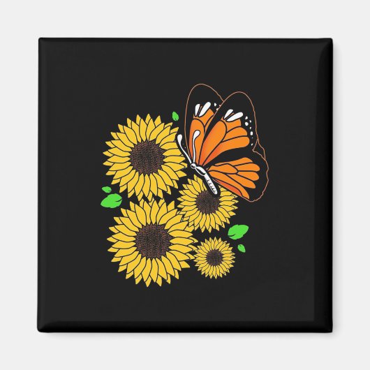 Butterfly Sonnenblumengarten Magnet (Vorne)