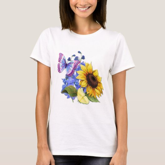 Butterfly Sonnenblumengarten T-Shirt (Vorderseite)