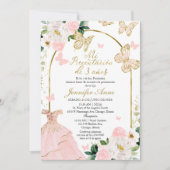 Butterfly Spanish Girl Mi Presentación de 3 Años Einladung (Vorderseite)