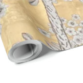 Butterfly & Sparrow Golden Oriental Garden Scene Geschenkpapier (Rolleneckpunkt)