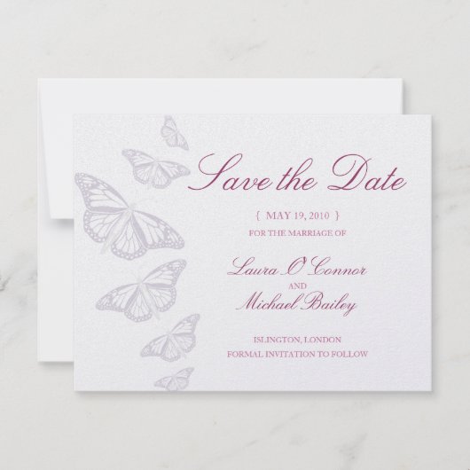 Butterfly Speichern Sie die Datumskarten Save The Date (Vorderseite)