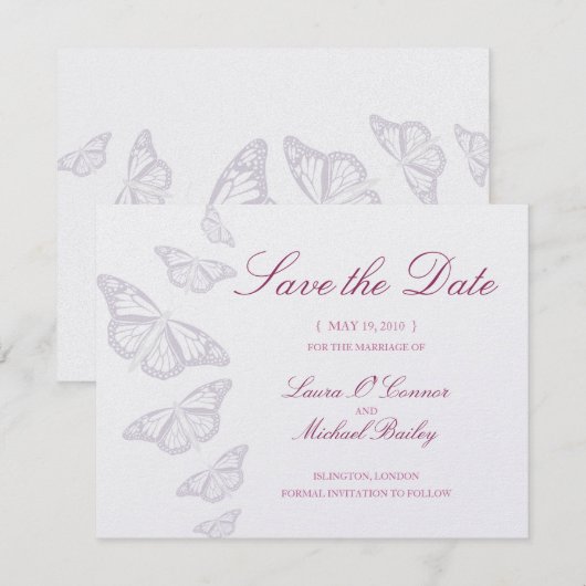 Butterfly Speichern Sie die Datumskarten Save The Date (Vorne/Hinten)