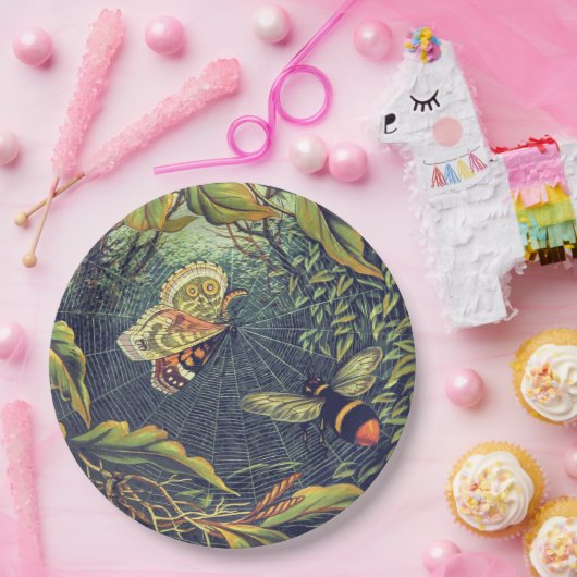 Butterfly-Spinnenne Vintager Garten Pappteller (Party)