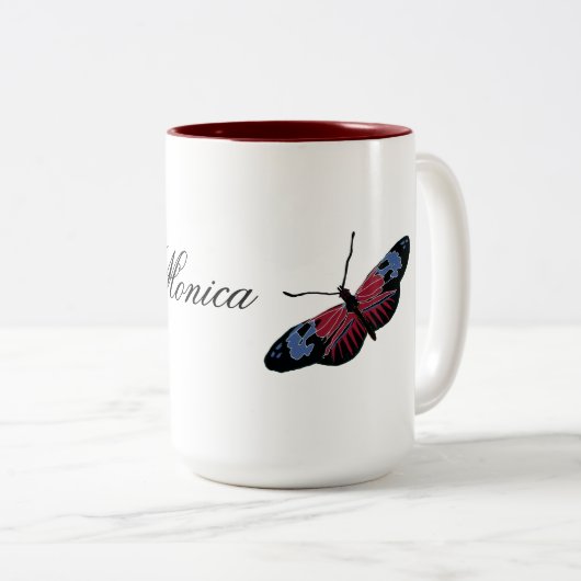 Butterfly Spring Art Zweifarbige Tasse (VorderseiteRechts)