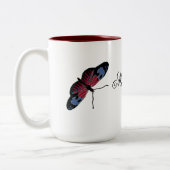 Butterfly Spring Art Zweifarbige Tasse (Links)