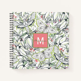 Butterfly Spring Floral Monogram Notizblock