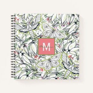 Butterfly Spring Floral Monogram Notizblock