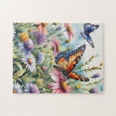 Butterfly Spring Meadow Wildflowers Watercolor Puzzle (Horizontal)