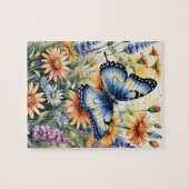 Butterfly Spring Meadow Wildflowers Watercolor Puzzle (Horizontal)