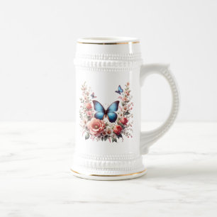Butterfly Spring Sublimation-96280 Uhr Bierglas