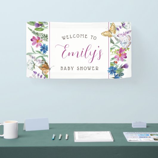 Butterfly Spring Wildblume Babydusche Banner (Messe)