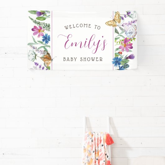 Butterfly Spring Wildblume Babydusche Banner (InSitu)