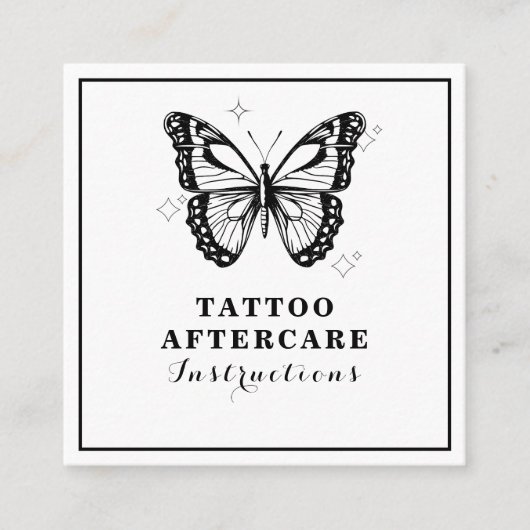 Butterfly & Starry Tattoo Aftercare Instructions Quadratische Visitenkarte (Vorderseite)