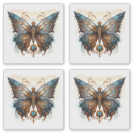 Butterfly Steampunk Blue Metal Gear Schmetterlinge Aufkleber