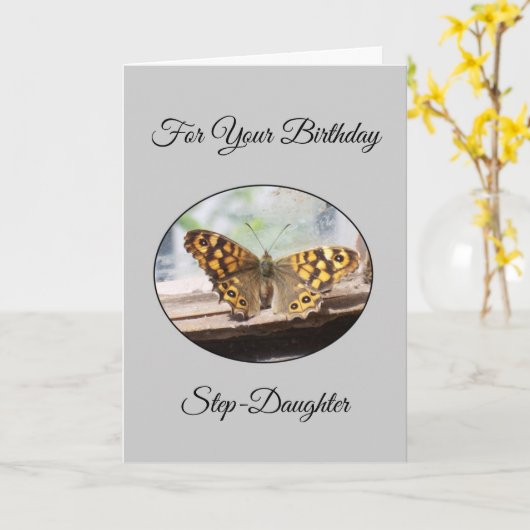 Butterfly Step Tochter Geburtstag Karte (Gelbe Blume)