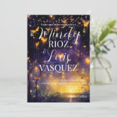 Butterfly Stringlights Einladung Hochzeit (Stehend Vorderseite)