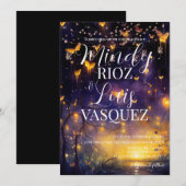 Butterfly Stringlights Einladung Hochzeit (Vorne/Hinten)