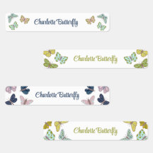 Butterfly Summer Pink Blue Yellow Labels