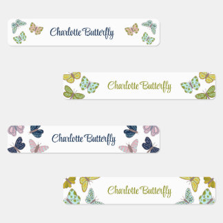 Butterfly Summer Pink Blue Yellow Labels Etiketten