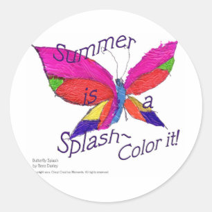 Butterfly Summer Splash Runder Aufkleber