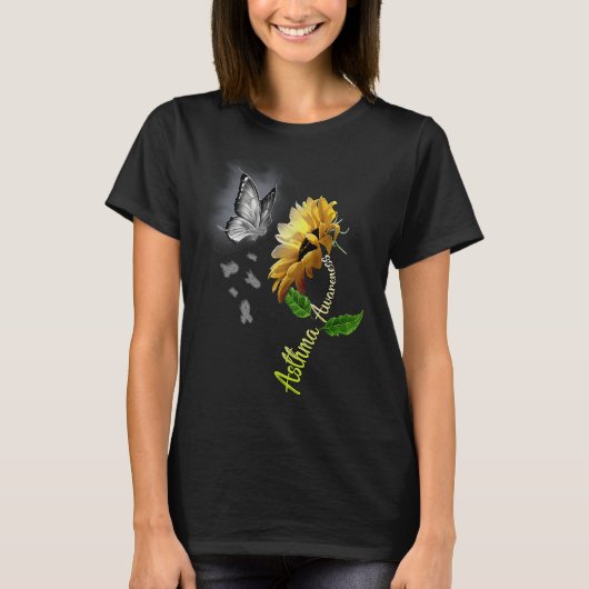 Butterfly Sunflower Asthma Awareness T-Shirt (Vorderseite)