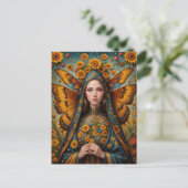 Butterfly Sunflower Nun Postkarte (Stehend Vorderseite)
