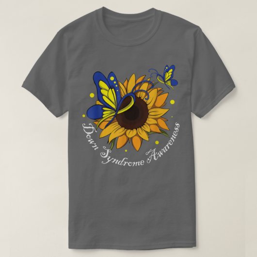 Butterfly Sunflower World Down Syndrome Awareness T-Shirt (Design vorne)