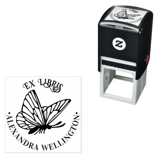 Butterfly SV Ex Libris Bibliotheksname Runde Permastempel (Beispiel)