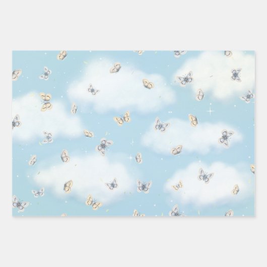 Butterfly Swarm in Dreamy Blue Sky Geschenkpapier Set (Vorderseite 3)