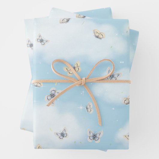 Butterfly Swarm in Dreamy Blue Sky Geschenkpapier Set (Beispiel)