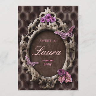 Butterfly Sweet 16 Invite Vintag Garden Party PB Einladung