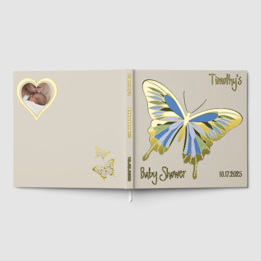 Butterfly Sweet Palette Baby Dusche Rose Gold Gästebuch (Voll)