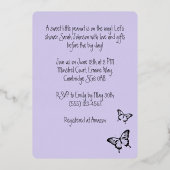 Butterfly Sweet Palette Baby Dusche Silber Folieneinladung (Rückseite)