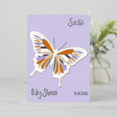 Butterfly Sweet Palette Baby Dusche Silber Folieneinladung (Stehend vorne)
