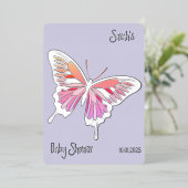 Butterfly Sweet Palette Baby Dusche Silber Folieneinladung (Stehend vorne)