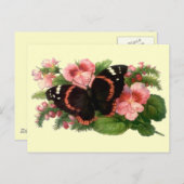 Butterfly & Sweet Pea Blumengarten Geschenke Desig Postkarte (Vorne/Hinten)