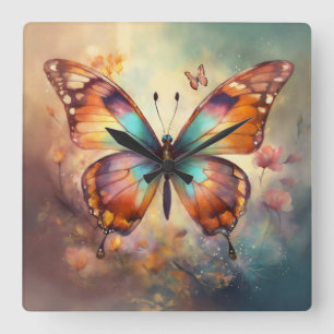 "Butterfly Symphony: Elegante Wall Art & Décor Col Quadratische Wanduhr