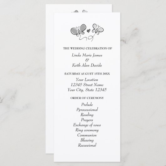 Butterfly Thema Frühjahrsfeier Programm (Vorne/Hinten)