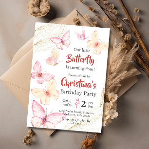 Butterfly Thema niedliche Glücksspiele modern 4. G Einladung