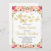 Butterfly Theme Babydusche botanische Blüte Einladung (Vorne/Hinten)