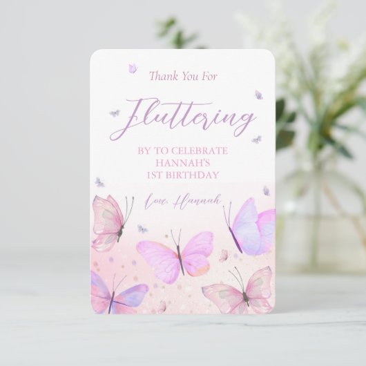 Butterfly Theme Danke Karte (Stehend Vorderseite)