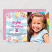 Butterfly Theme Geburtstagsparty Foto Einladung (Vorne/Hinten)